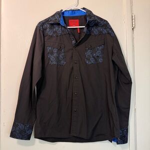 Patroncito Men’s Black Paisley Western Snap Shirt - Medium